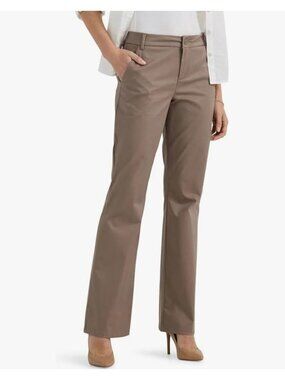 NWT Lee Womens Wrinkle Free Mid Rise Bootcut Pants sz 2 M Tan Beige